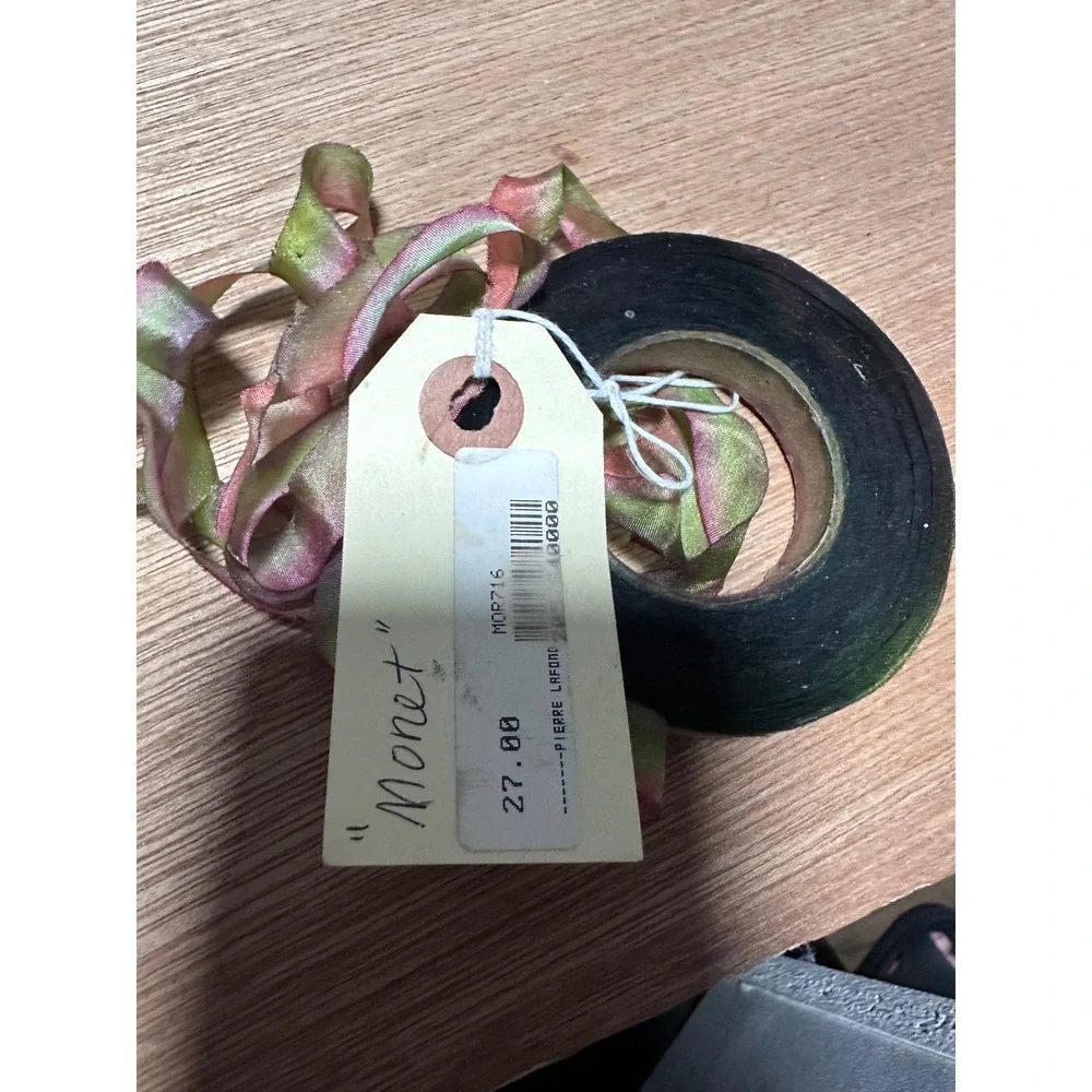 Pierre Lafond Monet Hand Dyed 100% Silk Ribbon Green Pink Purple Variegated